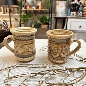 Alatoria Studio Pottery 2 Piece Coffee Mug Stoneware Brown